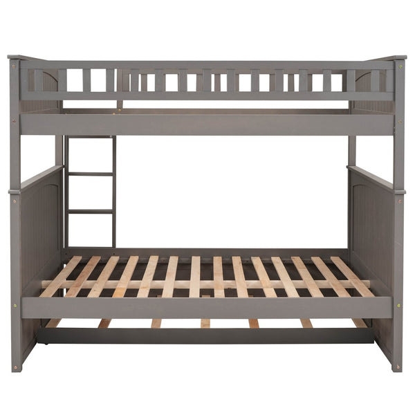 English Elm Full Over Bunk Bed with Trundle Solid Pine Wood Kids Bedroom Sleeper LT000044AAN