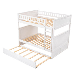 English Elm Full Over Bunk Bed with Trundle Solid Pine Wood Kids Bedroom Sleeper LT000044AAK