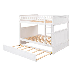 English Elm Full Over Bunk Bed with Trundle Solid Pine Wood Kids Bedroom Sleeper LT000044AAK