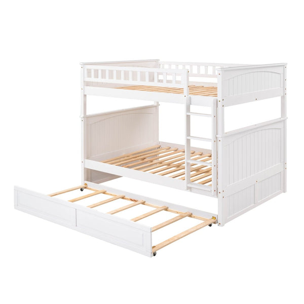 English Elm Full Over Bunk Bed with Trundle Solid Pine Wood Kids Bedroom Sleeper LT000044AAK
