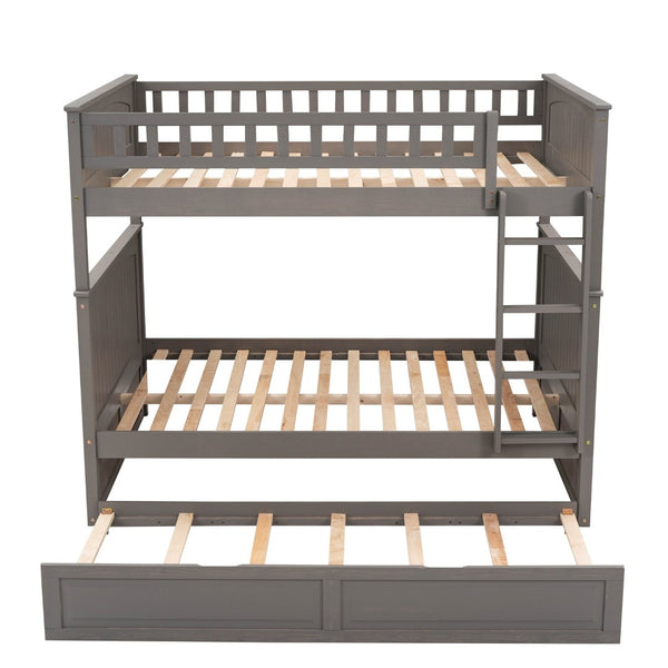 English Elm Full Over Bunk Bed with Trundle Solid Pine Wood Kids Bedroom Sleeper LT000044AAN