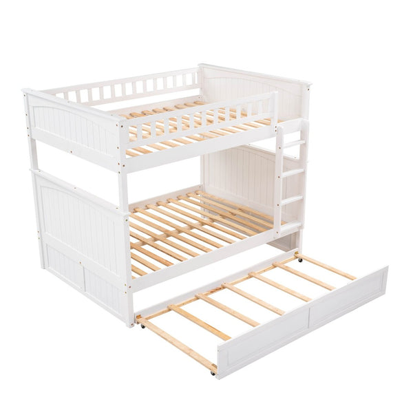 English Elm Full Over Bunk Bed with Trundle Solid Pine Wood Kids Bedroom Sleeper LT000044AAK