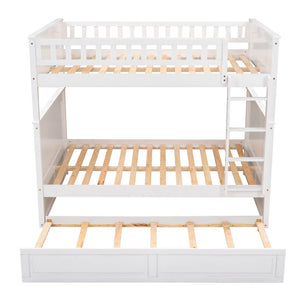 English Elm Full Over Bunk Bed with Trundle Solid Pine Wood Kids Bedroom Sleeper LT000044AAK