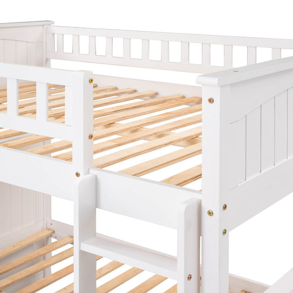 English Elm Full Over Bunk Bed with Trundle Solid Pine Wood Kids Bedroom Sleeper LT000044AAK