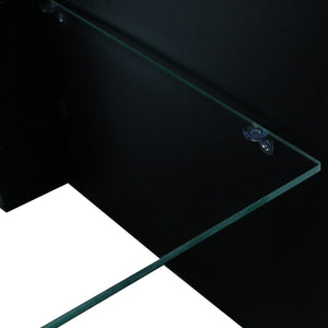 English Elm Modern Low Profile Media Console with Led Lighting Gloss Doors for Living Room or Gaming W33131067