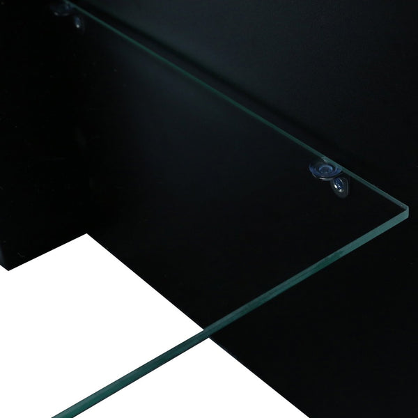 English Elm Modern Low Profile Media Console with Led Lighting Gloss Doors for Living Room or Gaming W33131067
