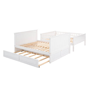 English Elm Full Over Bunk Bed with Trundle Solid Pine Wood Kids Bedroom Sleeper LT000044AAK