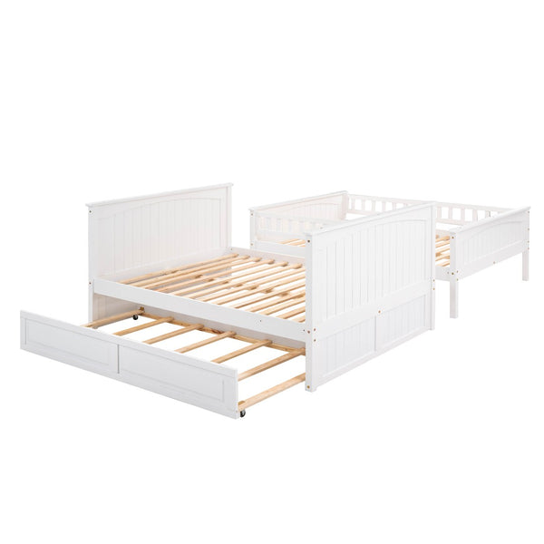 English Elm Full Over Bunk Bed with Trundle Solid Pine Wood Kids Bedroom Sleeper LT000044AAK
