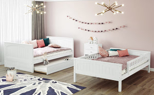 English Elm Full Over Bunk Bed with Trundle Solid Pine Wood Kids Bedroom Sleeper LT000044AAK-1