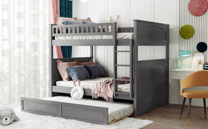 English Elm Full Over Bunk Bed with Trundle Solid Pine Wood Kids Bedroom Sleeper LT000044AAN-1