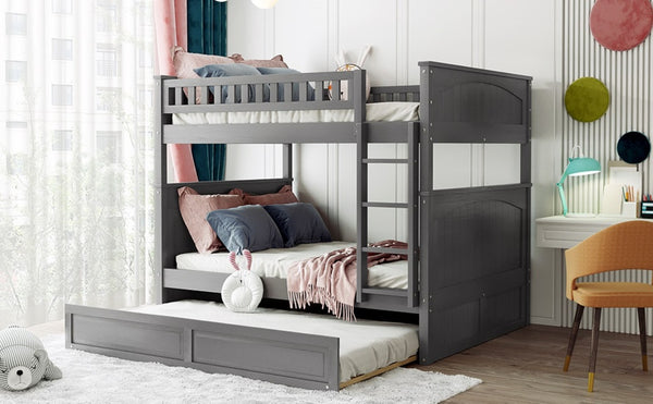 English Elm Full Over Bunk Bed with Trundle Solid Pine Wood Kids Bedroom Sleeper LT000044AAN