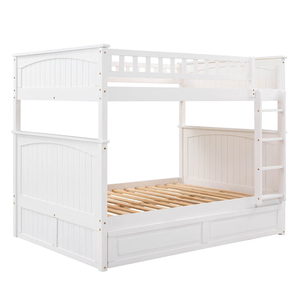 English Elm Full Over Bunk Bed with Trundle Solid Pine Wood Kids Bedroom Sleeper LT000044AAK