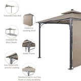 Hearth and Haven Gazebo with Extended Side Shed and LED Light, Brown