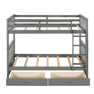 English Elm Twin-over-twin Bunk Bed Walnut Finish with Storage Drawers and Convertible Frame LT000265AAE-1