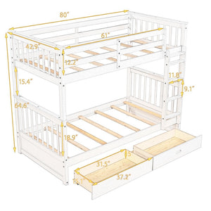 English Elm Twin-over-twin Bunk Bed Walnut Finish with Storage Drawers and Convertible Frame LT000265AAP-1