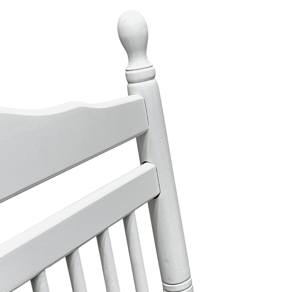 English Elm BALCONY Solid Wood Adult Rocking Chair White — Wide Seat & Armrests, Sturdy Slatted Back, 280lb Capacity W49540379