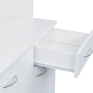 English Elm 70.87" Wardrobe Kitchen Cabinet with 6 Doors, 1 Drawer & Open Shelf — Durable Melamine MDF Storage Solution White W331S00058