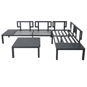 English Elm Topmax Outdoor Aluminum Patio Sectional Set with Integrated End Tables and Coffee Table WF285249AAE