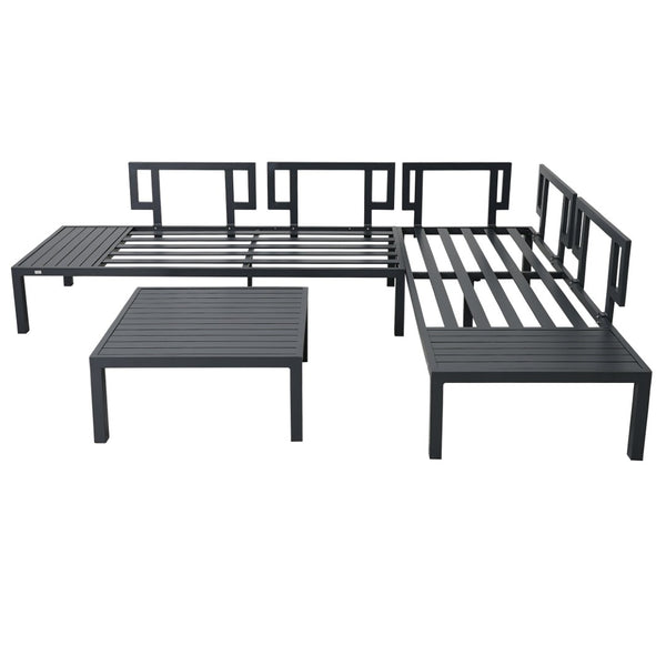 English Elm Topmax Outdoor Aluminum Patio Sectional Set with Integrated End Tables and Coffee Table WF285249AAE