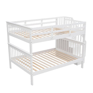 English Elm Stairway Full Over Bunk Bed with Staircase Storage Shelves in White Pine LT100110AAK
