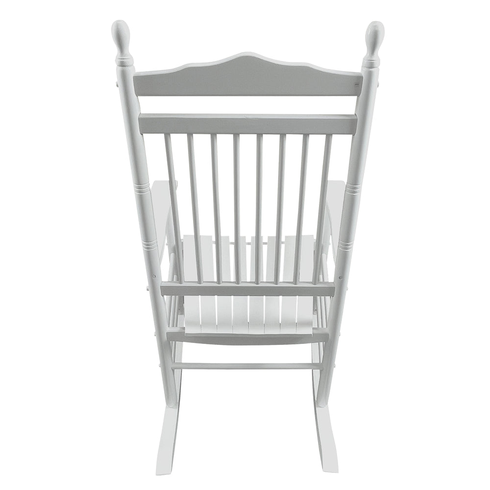 English Elm BALCONY Solid Wood Adult Rocking Chair White — Wide Seat & Armrests, Sturdy Slatted Back, 280lb Capacity W49540379