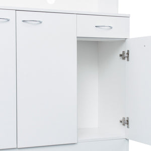 English Elm 70.87" Wardrobe Kitchen Cabinet with 6 Doors, 1 Drawer & Open Shelf — Durable Melamine MDF Storage Solution White W331S00058