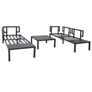 English Elm Topmax Outdoor Aluminum Patio Sectional Set with Integrated End Tables and Coffee Table WF285249AAE