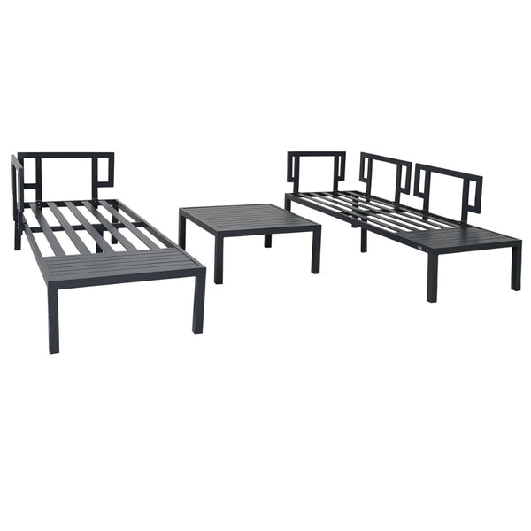 English Elm Topmax Outdoor Aluminum Patio Sectional Set with Integrated End Tables and Coffee Table WF285249AAE