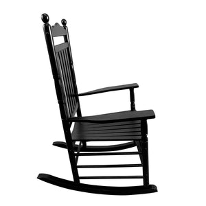 English Elm Balcony Classic Black Wooden Rocking Chair For Porch Relaxation - Sturdy, Comfortable Design W49540382