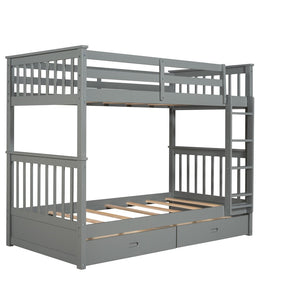 English Elm Twin-over-twin Bunk Bed Walnut Finish with Storage Drawers and Convertible Frame LT000265AAE-1