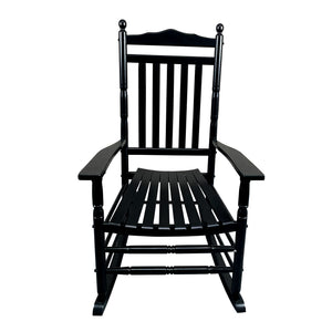 English Elm Balcony Classic Black Wooden Rocking Chair For Porch Relaxation - Sturdy, Comfortable Design W49540382