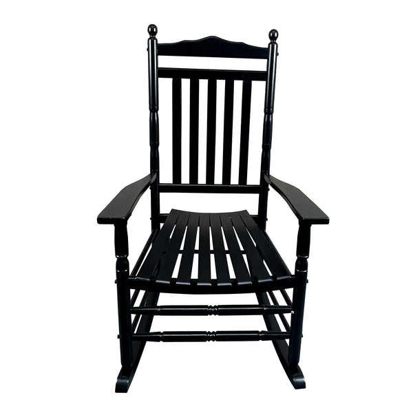 English Elm Balcony Classic Black Wooden Rocking Chair For Porch Relaxation - Sturdy, Comfortable Design W49540382