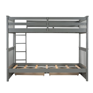 English Elm Twin-over-twin Bunk Bed Walnut Finish with Storage Drawers and Convertible Frame LT000265AAE-1