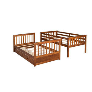 English Elm Twin-over-twin Bunk Bed Walnut Finish with Storage Drawers and Convertible Frame LT000265AAD-1