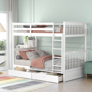 English Elm Twin-over-twin Bunk Bed Walnut Finish with Storage Drawers and Convertible Frame LT000265AAK-1