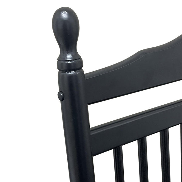 English Elm Balcony Hardwood Rocking Chair Slatted Back Matte Black Finish Porch Outdoor Seating W49540380