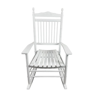 English Elm BALCONY Solid Wood Adult Rocking Chair White — Wide Seat & Armrests, Sturdy Slatted Back, 280lb Capacity W49540379