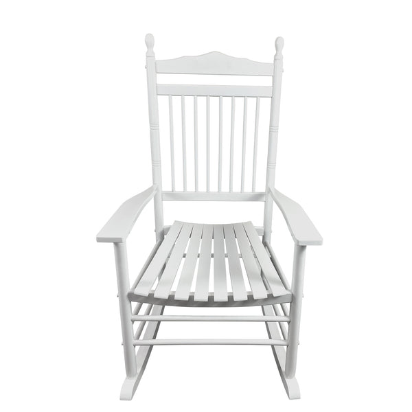 English Elm BALCONY Solid Wood Adult Rocking Chair White — Wide Seat & Armrests, Sturdy Slatted Back, 280lb Capacity W49540379