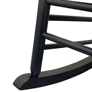 English Elm Balcony Hardwood Rocking Chair Slatted Back Matte Black Finish Porch Outdoor Seating W49540380