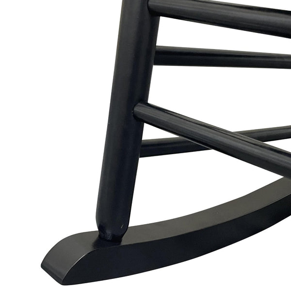 English Elm Balcony Hardwood Rocking Chair Slatted Back Matte Black Finish Porch Outdoor Seating W49540380