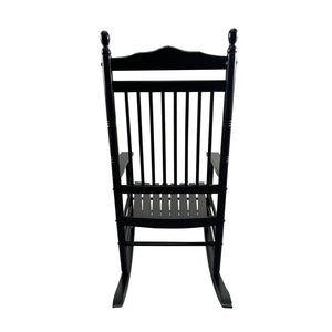 English Elm Balcony Hardwood Rocking Chair Slatted Back Matte Black Finish Porch Outdoor Seating W49540380