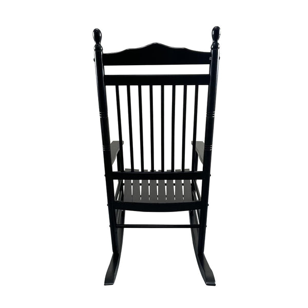 English Elm Balcony Hardwood Rocking Chair Slatted Back Matte Black Finish Porch Outdoor Seating W49540380