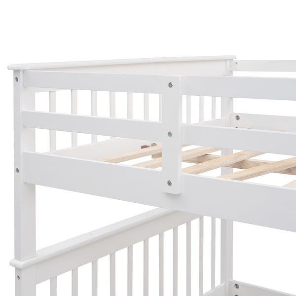 English Elm Stairway Full Over Bunk Bed with Staircase Storage Shelves in White Pine LT100110AAK