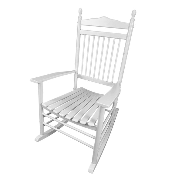 English Elm BALCONY Solid Wood Adult Rocking Chair White — Wide Seat & Armrests, Sturdy Slatted Back, 280lb Capacity W49540379