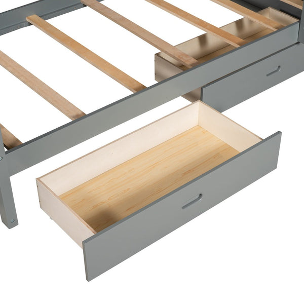 English Elm Twin-over-twin Bunk Bed Walnut Finish with Storage Drawers and Convertible Frame LT000265AAE-1