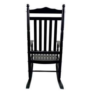 English Elm Balcony Classic Black Wooden Rocking Chair For Porch Relaxation - Sturdy, Comfortable Design W49540382