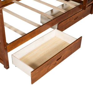 English Elm Twin-over-twin Bunk Bed Walnut Finish with Storage Drawers and Convertible Frame LT000265AAD-1
