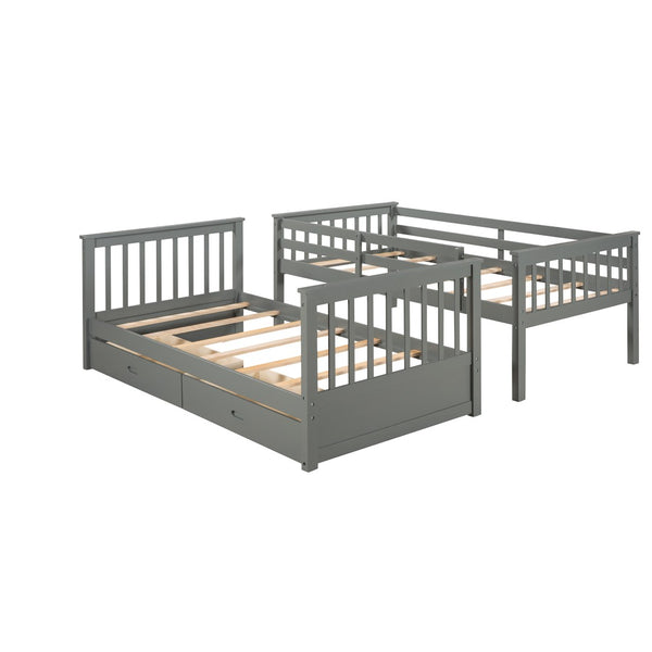 English Elm Twin-over-twin Bunk Bed Walnut Finish with Storage Drawers and Convertible Frame LT000265AAE-1