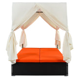 Hearth and Haven Boise Outdoor Patio Wicker Daybed with Cushions and Adjustable Seats, Orange