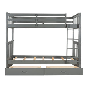 English Elm Twin-over-twin Bunk Bed Walnut Finish with Storage Drawers and Convertible Frame LT000265AAE-1